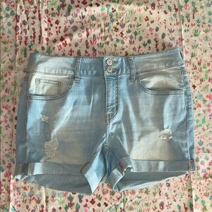 SO Light Wash Distressed Y2K Jean Shorts